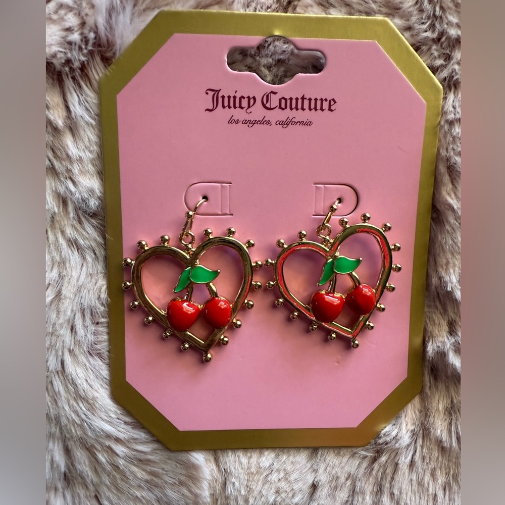 JUICY COUTURE Spiked Heart Cherry Dangle Earrings 🍒